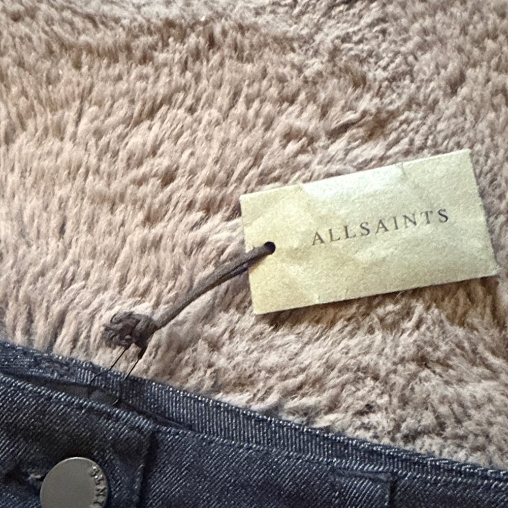 All Saints Hand Embellished Dark Wash Denim Pencil Skirt - Picture 9 of 15